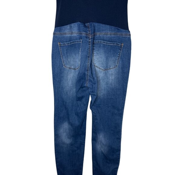 SONG Maternity Skinny Jeans Over Belly Stretch Denim Blue Women’s Size Large - Picture 2 of 7